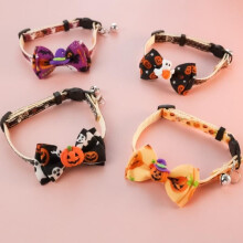4-delige Halloween kattenhalsbandset, hondenhalsband met belletje, Halloween strik kattenhalsband