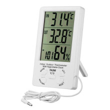 Digitale binnen-/buitenthermometer/hygrometer met sonde - LCD-scherm, geheugen voor min/max-waarden, wit