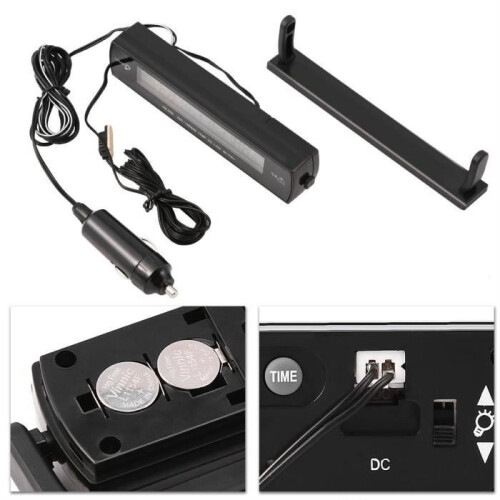 Automatic Car Thermometer 12V 24V 2 in 1 Car Voltage Meter Clock - YIG 1