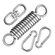 Oscillerende veer voor hangstoel, 304 roestvrijstalen veer met 360 draaibare haak en 2 karabiners, set (4 stuks)