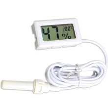 Hygrometer/thermometer + 1,5 m sondekabel + batterijen, wit digitaal scherm, aquarium, terrarium, vivarium