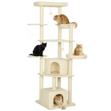 2 Meter hoher Katzenbaum, groß für 2-3 Katzen, Kratzbäume, Höhlen, Hängematte, Verstecke, mehrstufiges Design, Sisal, Holz, Plüsch, beige