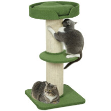Katzenbaum 91 cm Spielbaum mit Katzenbett, Plattform aus Lammwolle, grün