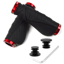 Ergonomic Non-Slip Bicycle Handlebar Grips, Rubber Bike Grips with Double Locking Mechanism, Black/Red