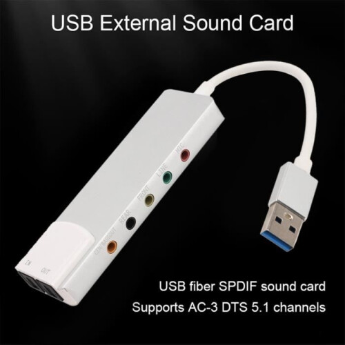 SURENHAP External USB Audio Adapter USB Sound Card supports 5.1 and 7.1 channels, rich interfaces, computer accessory 2