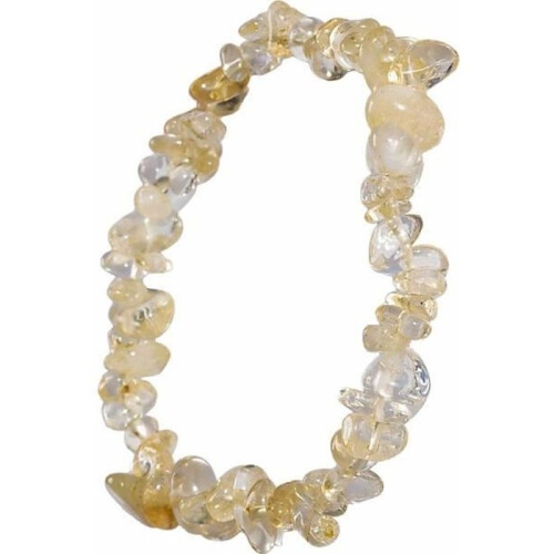 Gele elastische armband met citrien natuursteen