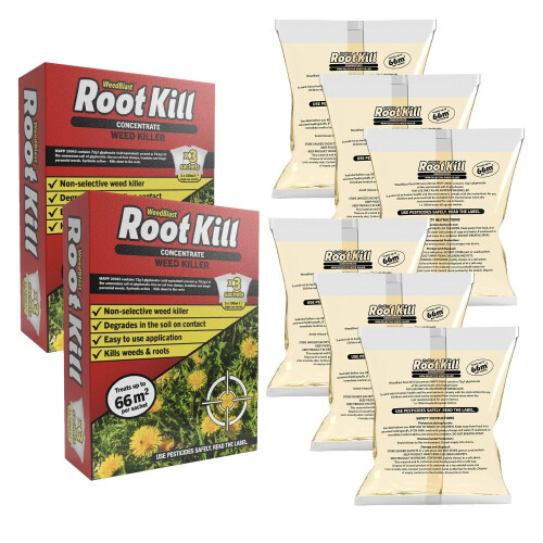 Weedblast Rootkill 6x100ml Concentrated Glyphosate Weedkiller Sachets boxed