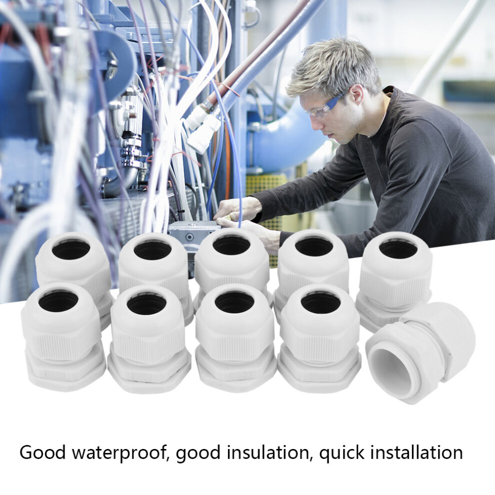 10 Pack Ip68 Cable Gland Pg21 White
