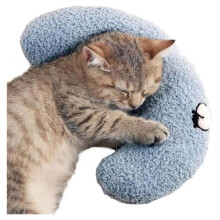 Baldrian-Katzenkissen – Weiches und flauschiges Kissen – U-förmig – Ideal zum Schlafen – Blau
