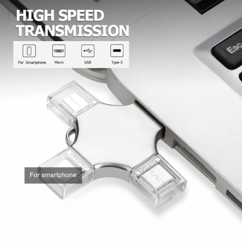 1TB 4-in-1 USB 3.0-flashdrive voor iPad, compatibel met iPhone, Type-C en Android. 2