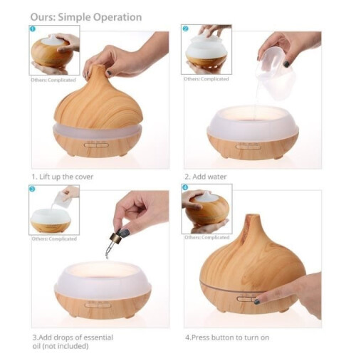 300ml Essential Oil Aromatherapy Diffuser - Portable Ultrasonic Humidifier, Cool Mist Aroma Diffuser - Fragrance Diffuser -... 1
