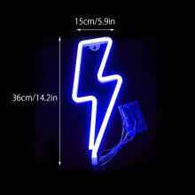 Battery USB Neon Lightning Bolt Wall Decor Sign