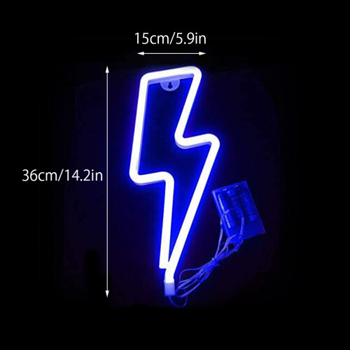 Battery USB Neon Lightning Bolt Wall Decor Sign
