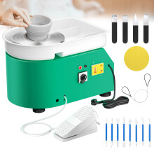 Nastopee 350W Electric Pottery Wheel, 25cm Aluminium Alloy Wheel with Foot Pedal, 0-300 RPM, Reversible Pottery Machine for Adults & Beginners