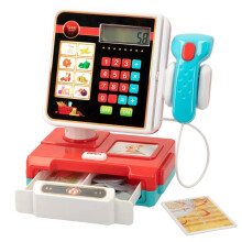 The Magic Toy Shop Red Cash Register Toy Kids Simulation Sounds Pretend Play Shopping Till Scanner