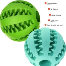 2 rubberen hondenballen, geschikt voor honden, katten en puppy's, kauwballen voor training en apporteren, 7 cm