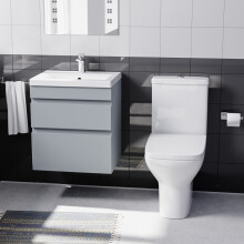 Nes Home 500mm Wall Hung Vanity Drawers Handless Matt Grey with Basin & Toilet