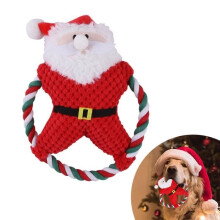 Hondenspeelgoed - Speelgoed voor huisdieren - Kerstman-vorm - Pluche speelgoed - Speelgoed met geluid