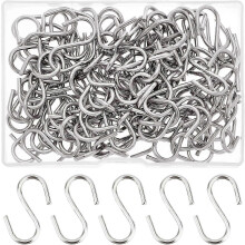 Gancho en forma de S, 100 unidades, acero inoxidable 304, 29x2 mm, para colgar llaves, joyas y bolsos ligeros.