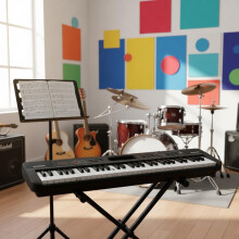 (Black) 61 Keys Electronic Keyboard Digital Piano, Electric Piano Musical Instrument Learning Keyboard with Microphone