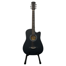 (Black) 38" Full Size Cutaway Acoustic Guitar with Steel Strings & Carry Bag Hardwood Finish Classical Style