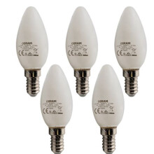 Pack Of 5 OSRAM LED Star+ Classic B40 5w = 40w Candle Bulb Warm White SES E14