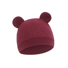 Stretchable Newborn Beanies Waffles Knitted Fabric-Burgundy