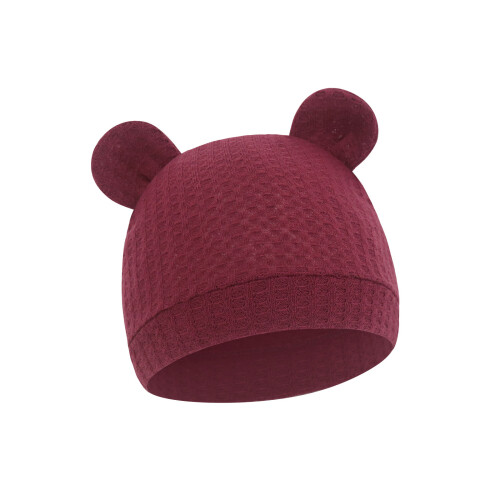 Stretchable Newborn Beanies Waffles Knitted Fabric-Burgundy