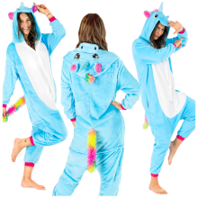 Pijama de unicornio ZOLTA, kigurumi azul, mono para mujer, pijama suave para hombre, talla S