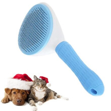 Verzorgingsborstel - LEOCLOTHO - Zelfreinigend - Voor honden en katten - Lang en kort haar - Blauw en wit