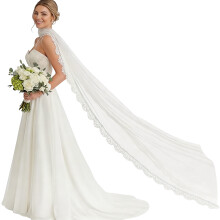 Gracieuse dentelle garniture Tulle épaule Wrap pour-Ivoire