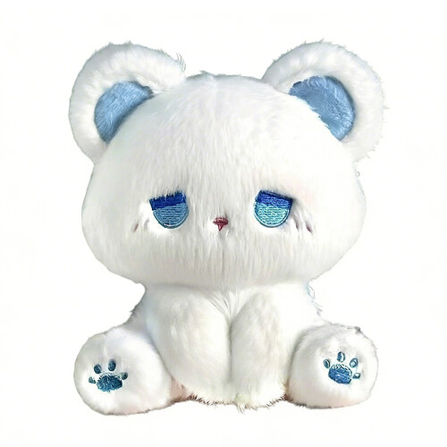 Realistic Sitting Postures Cats Plush Doll-White and blue cat