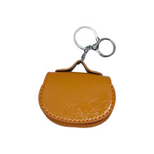Miniatuur leren etui met sleutelhanger Trendy-Oranje