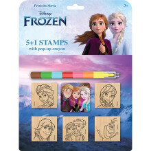 Disney Frozen Wooden Stamper Set With Inkpad and 6 Colour Swap Point Crayon