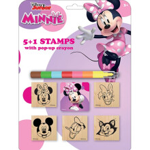 Disney Minnie Mouse Wooden Stamper Set With Inkpad and 6 Colour Swap Point Crayon