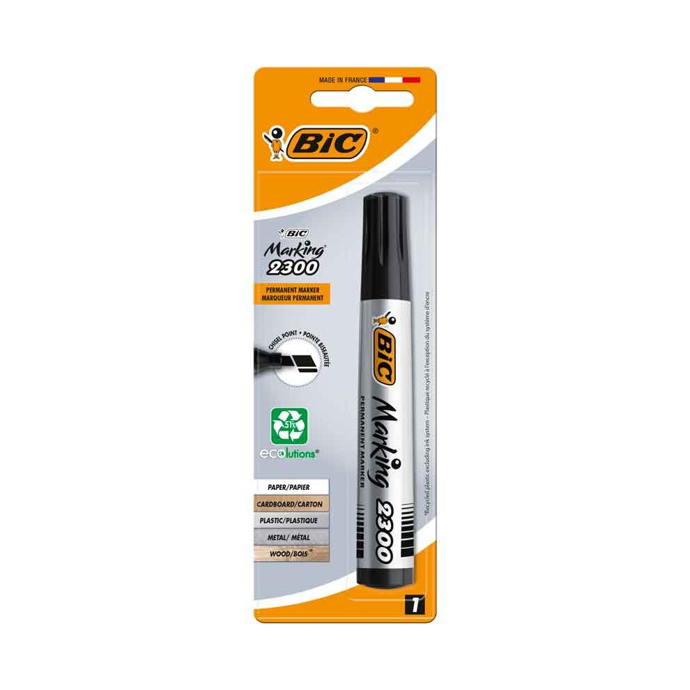 Bic 2300 Black Chisel Tip Permanent Marker Pen