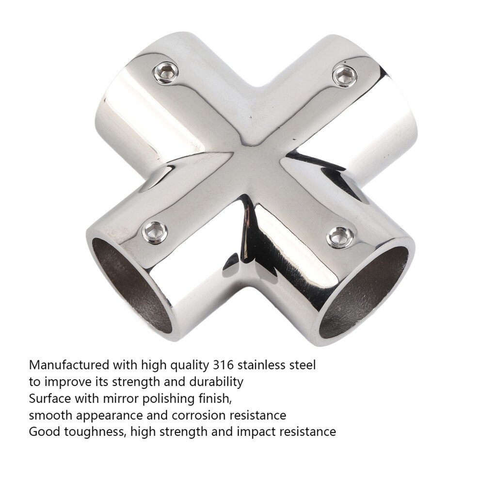 4-Way 25mm 316 Stainless Steel Pipe Connector