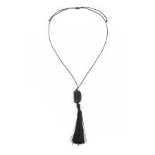 Trendy Black Resin Drop Pendant Necklace For Casual Or Formal-B