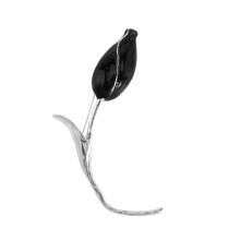 Handcrafted Floral Brooch Tulips Flower Shaped Pin For-black