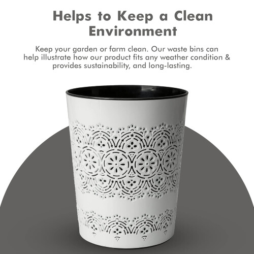 BlueCanyon White Flora 9L Waste Bin 1