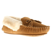 (Tan, 7 (Adults')) Hush Puppies Womens Moccasin Slippers Agnes Fur Slipper Leather Slip On tan UK S
