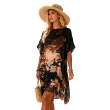 Robe portefeuille en serviette de plage à imprimé floral,-Noir