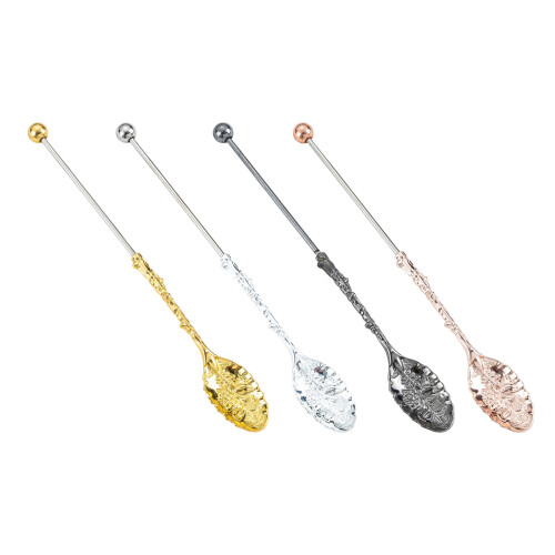 Decorative Beaded Handle Spoon Durable Metal Utensils-Rose Gold 1