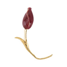 Alloy Tulips Bud Lapel Pin Alloy Floral Brooch For-Claret