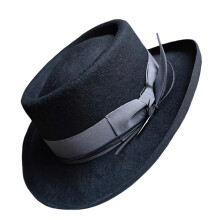 Unisex Wool Felted Hat Personality Trendy Hat-black gray bow