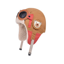 Warm Pilot Style Cap With Built In Glasses For Infant-Khaki