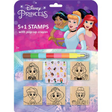 Disney Princess Wooden Stamper Set With Inkpad and 6 Colour Swap Point Crayon
