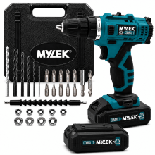 MYLEK 21V Cordless 2-Speed Drill Driver 29-Piece Kit 2 Batteries