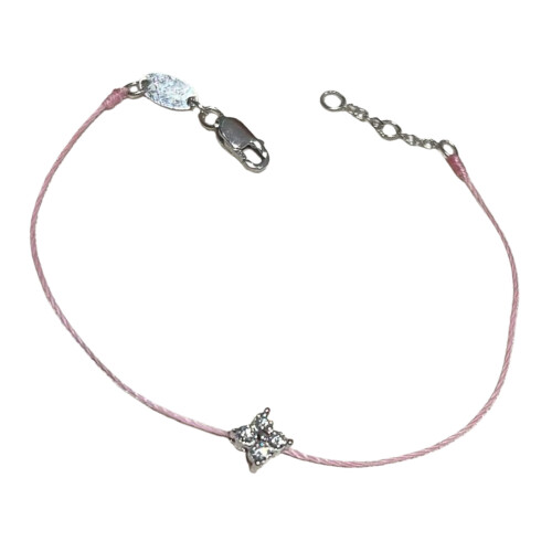 Verstelbare vierpunts ster bedelarmband met strass-Roze