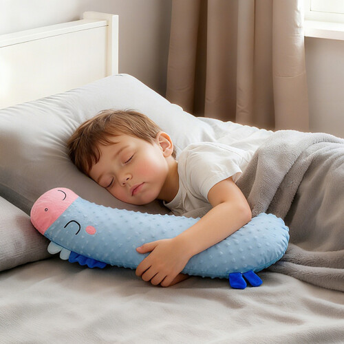 Ergonomic Moon Shape Design Cuddle Cushion With Soft-Blue 2